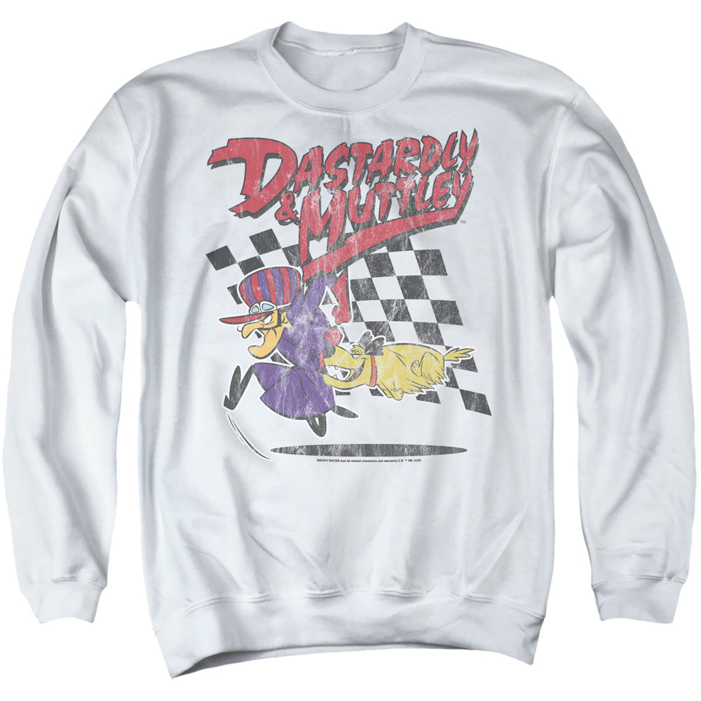 WACKY RACES : DASTARDLY AND MUTTLEY 2 ADULT CREW SWEAT White 3X