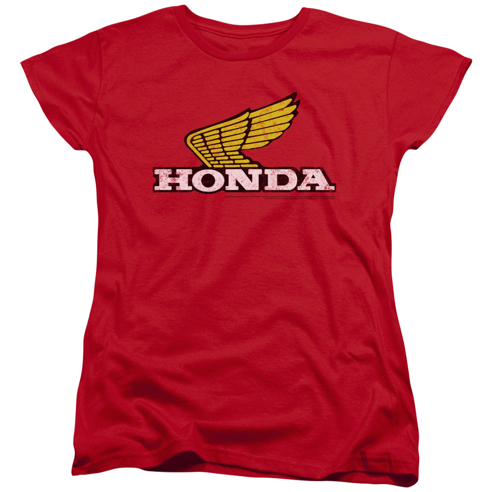 HONDA : YELLOW WING LOGO WOMENS SHORT SLEEVE Red 2X