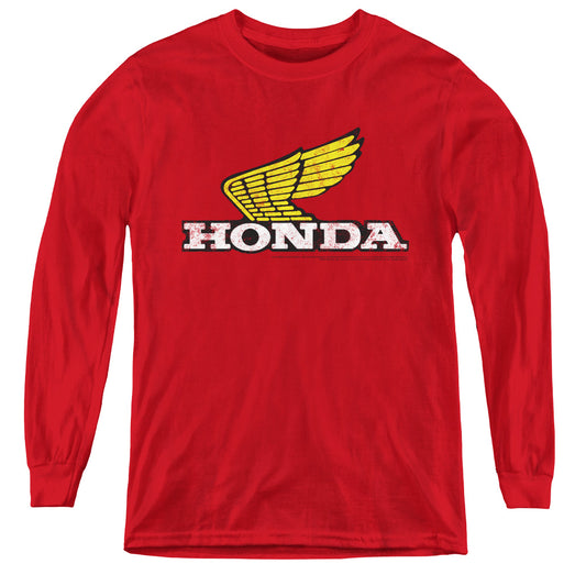 HONDA : YELLOW WING LOGO L\S YOUTH RED LG