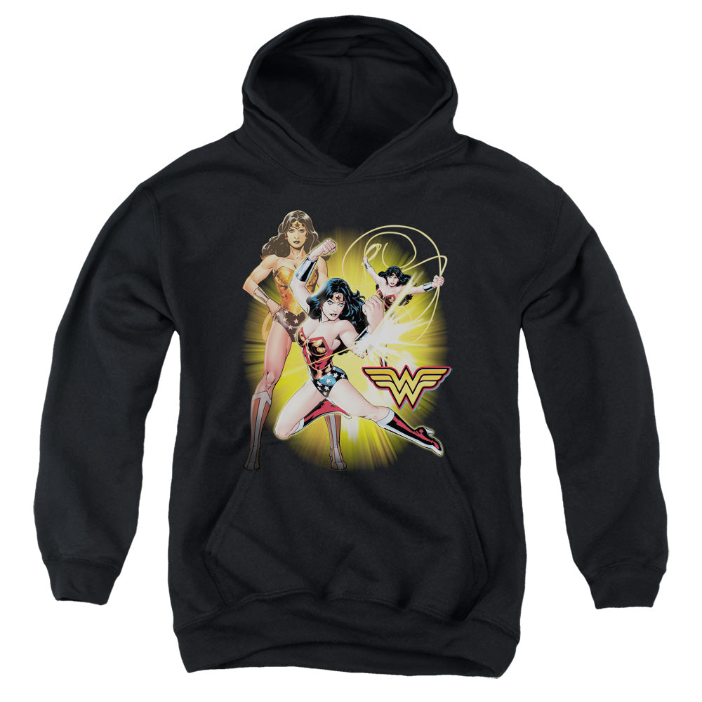 JUSTICE LEAGUE OF AMERICA : WONDER WOMAN YOUTH PULL OVER HOODIE BLACK LG