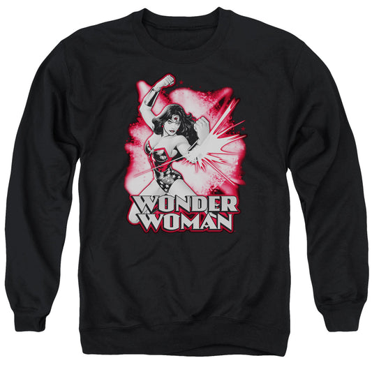 JUSTICE LEAGUE OF AMERICA : WONDER WOMAN RED AND GRAY ADULT CREW NECK SWEATSHIRT BLACK 2X