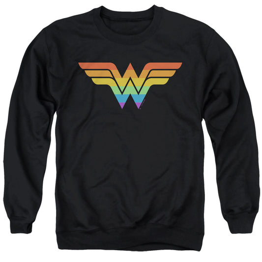 JUSTICE LEAGUE OF AMERICA : WONDER WOMAN RAINBOW ADULT CREW SWEAT Black 2X