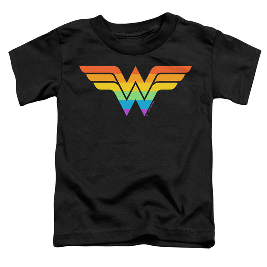 JUSTICE LEAGUE OF AMERICA : WONDER WOMAN RAINBOW S\S TODDLER TEE Black LG (4T)