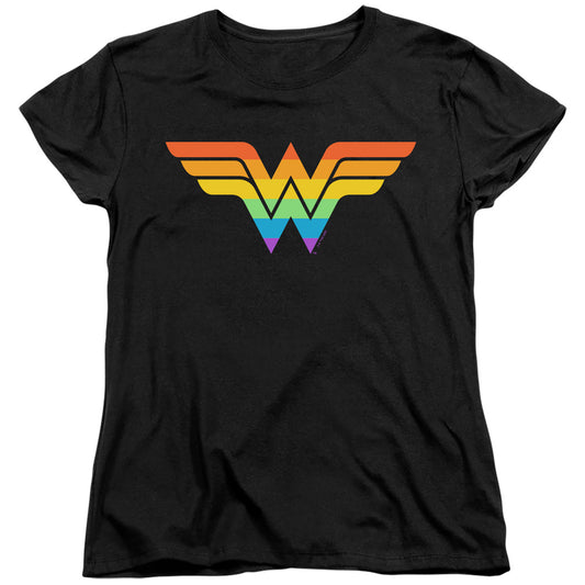 JUSTICE LEAGUE OF AMERICA : WONDER WOMAN RAINBOW WOMENS SHORT SLEEVE Black 2X