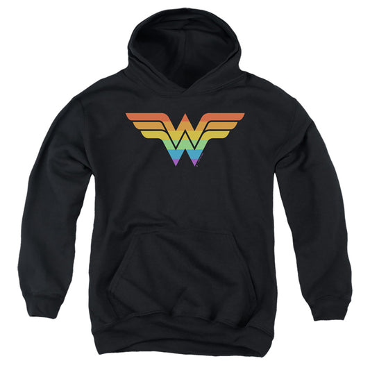 JUSTICE LEAGUE OF AMERICA : WONDER WOMAN RAINBOW YOUTH PULL OVER HOODIE Black LG