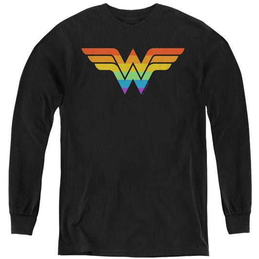 JUSTICE LEAGUE OF AMERICA : WONDER WOMAN RAINBOW L\S YOUTH Black SM