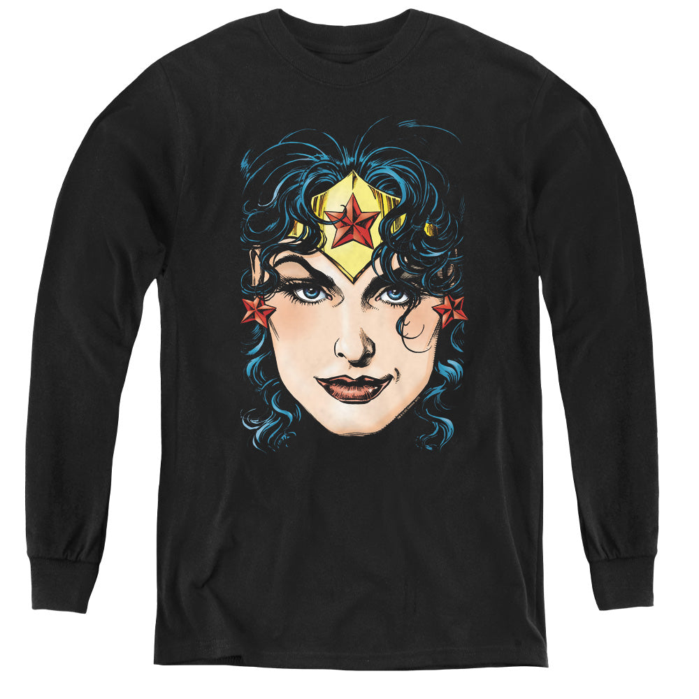 DC ORIGINS JLA : WONDER WOMAN HEAD L\S YOUTH BLACK LG