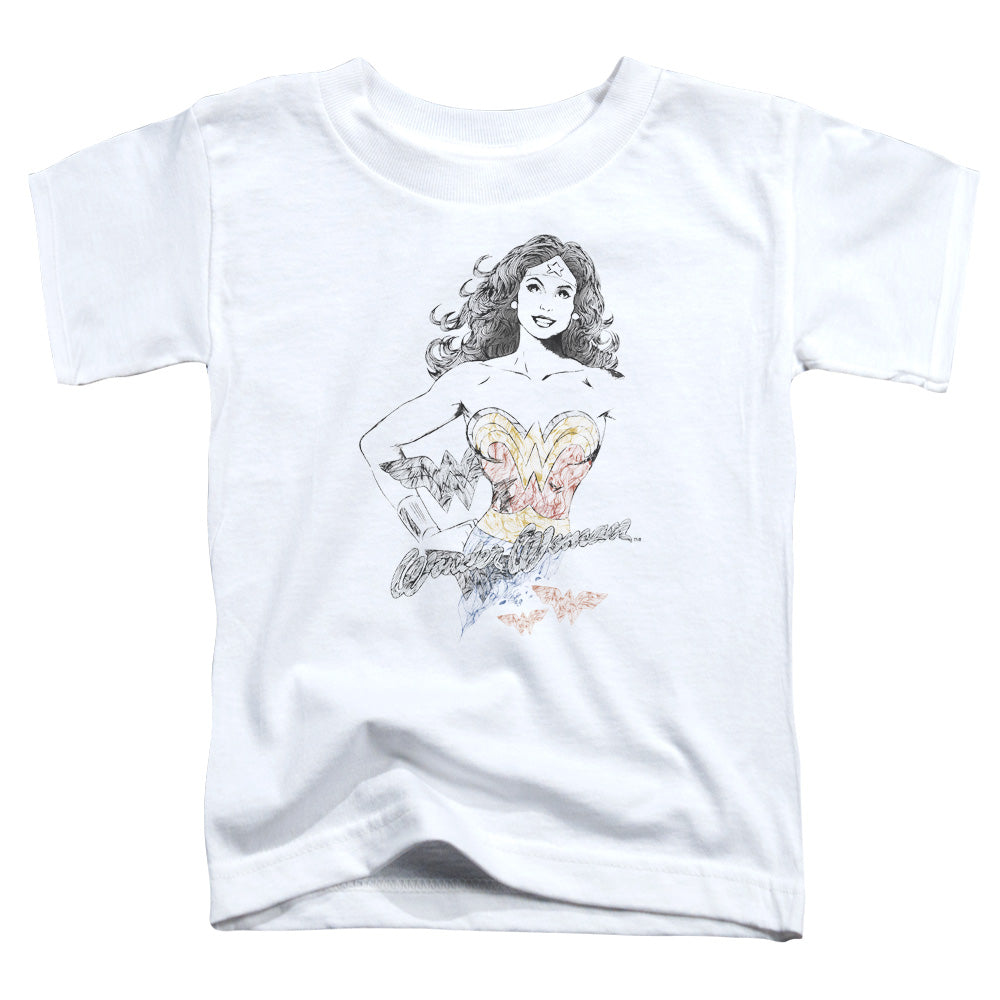 DC ORIGINS JLA : WONDER SQUIGGLES S\S TODDLER TEE WHITE LG (4T)