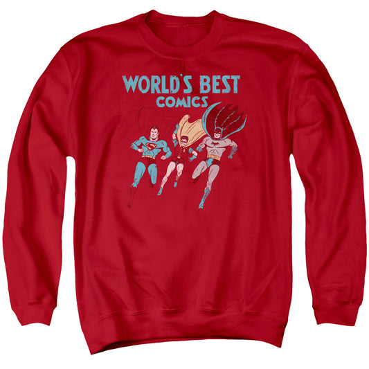 JUSTICE LEAGUE OF AMERICA : WORLD'S BEST ADULT CREW NECK SWEATSHIRT RED 2X