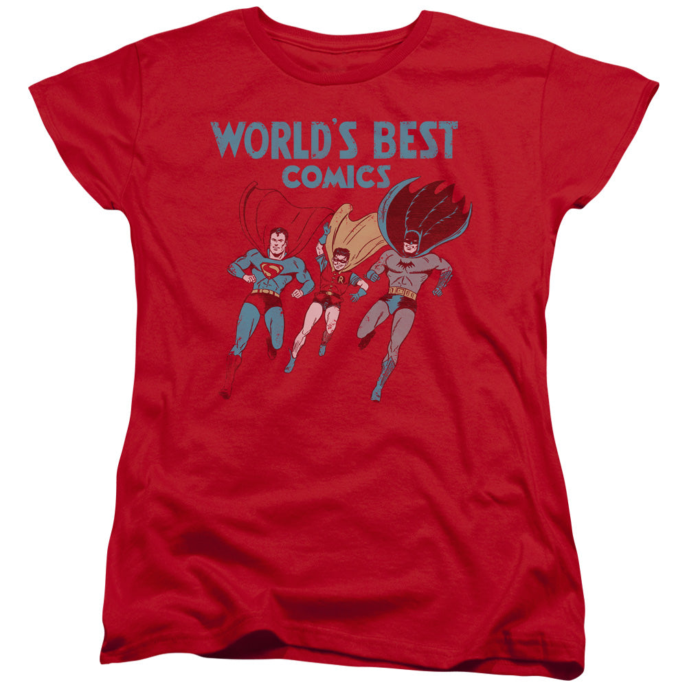 JUSTICE LEAGUE OF AMERICA : WORLD'S BEST S\S WOMENS TEE RED 2X