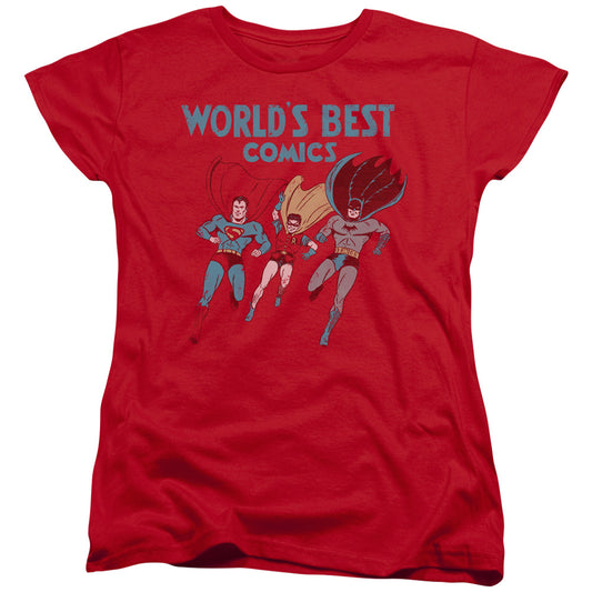 JUSTICE LEAGUE OF AMERICA : WORLD'S BEST S\S WOMENS TEE RED 2X