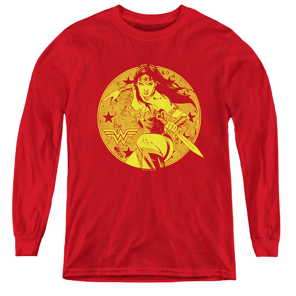 JUSTICE LEAGUE OF AMERICA : YOUNG WONDER L\S YOUTH RED XL