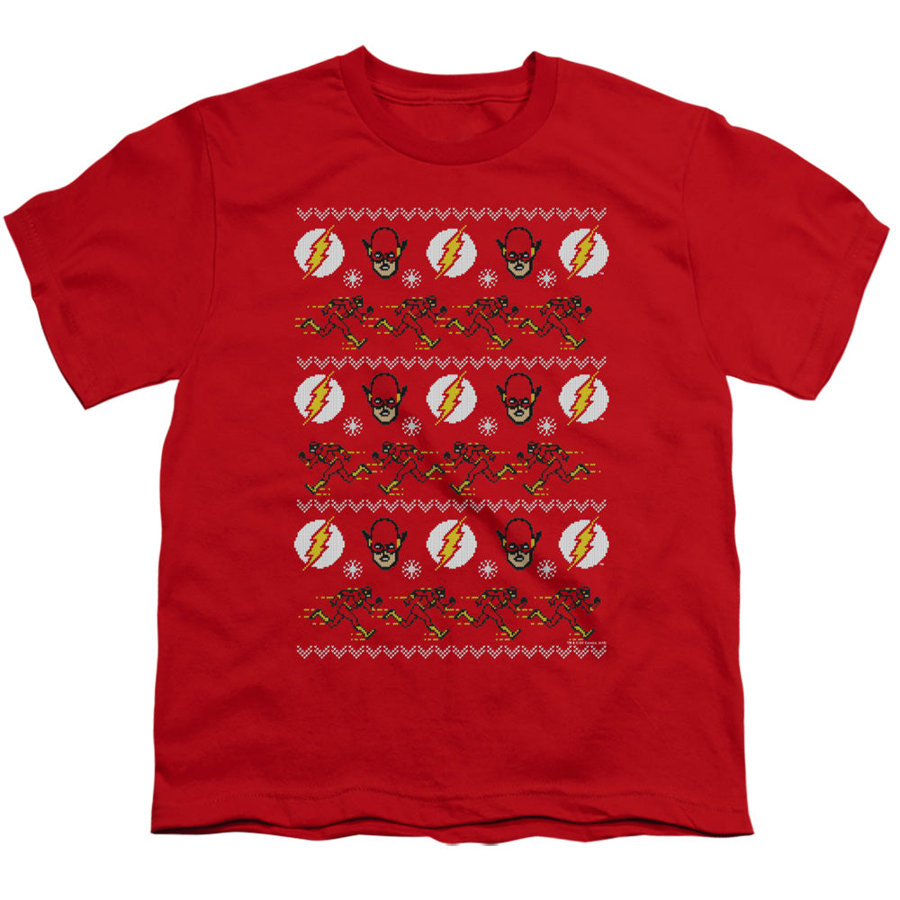 DC FLASH : THE FLASH UGLY CHRISTMAS SWEATER S\S YOUTH 18\1 Red XS