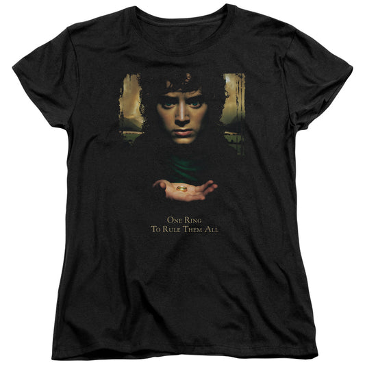 LORD OF THE RINGS : FRODO ONE RING S\S WOMENS TEE BLACK MD