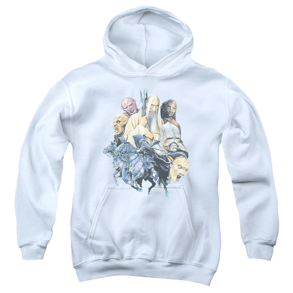 LORD OF THE RINGS : COLLAGE OF EVIL YOUTH PULL OVER HOODIE WHITE LG