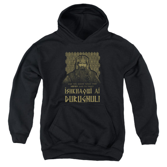 LORD OF THE RINGS : ISHKHAQWI DURUGNUL YOUTH PULL OVER HOODIE Black LG