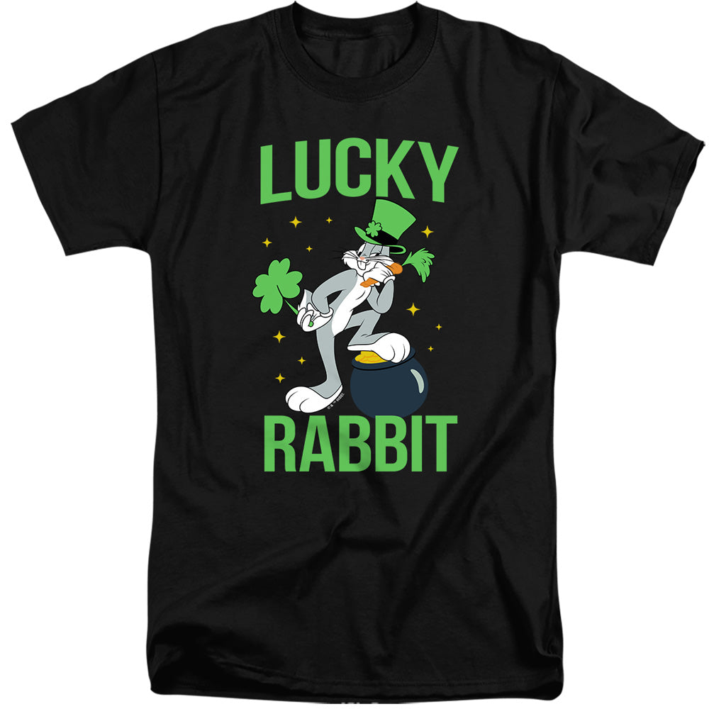 LOONEY TUNES : BUGS BUNNY ST. PATRICK'S LUCKY RABBIT ADULT TALL FIT SHORT SLEEVE Black XL