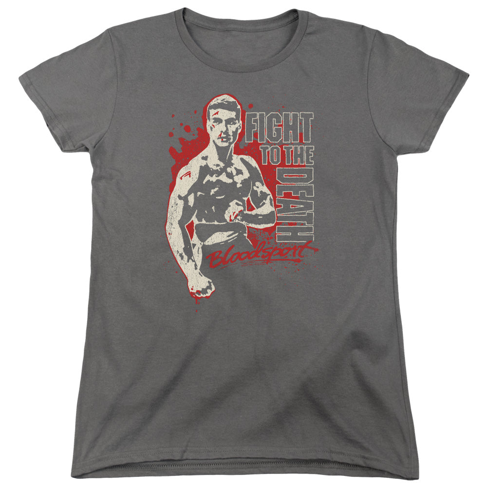 BLOODSPORT : TO THE DEATH WOMENS SHORT SLEEVE CHARCOAL LG
