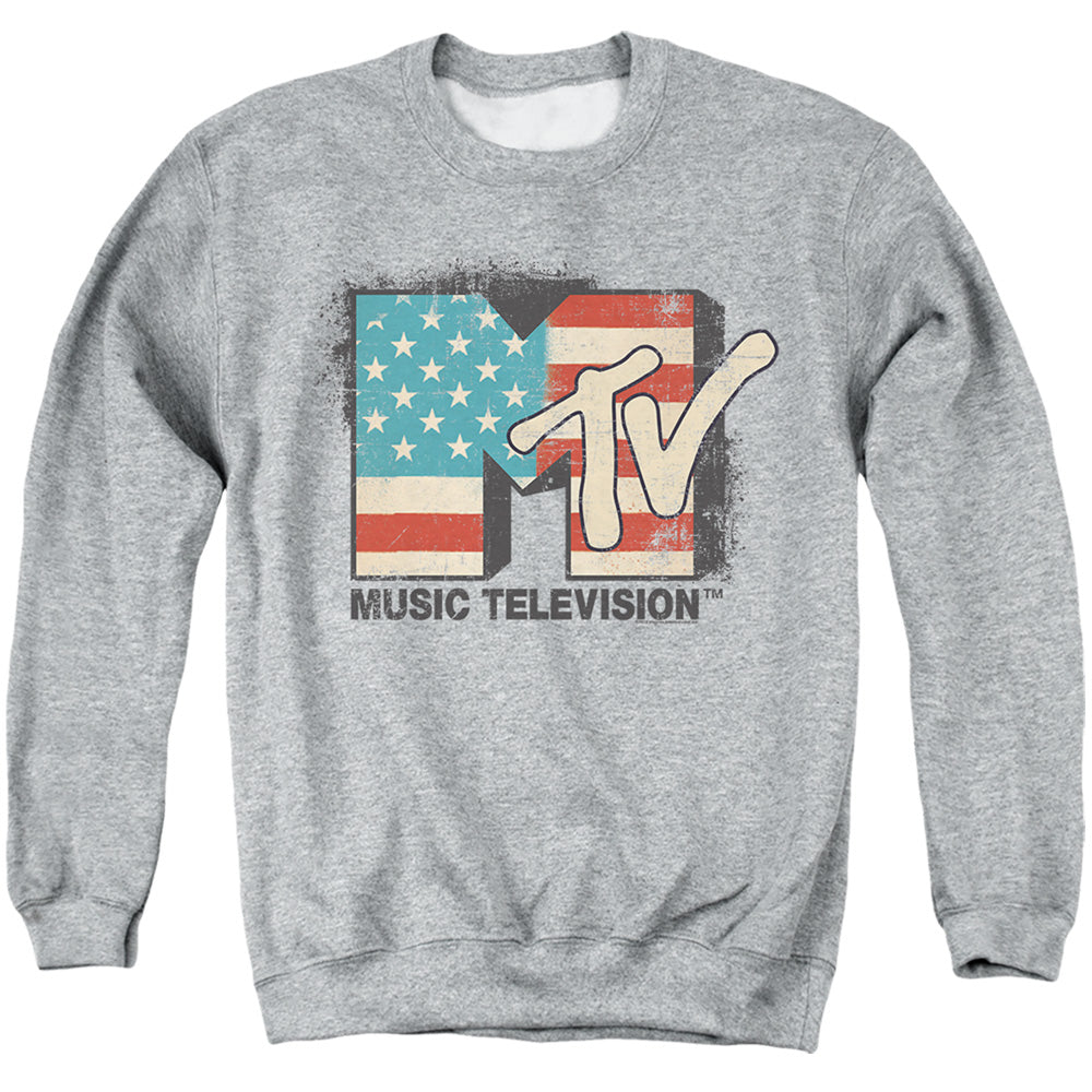 MTV : AMERICAN LOGO ADULT CREW SWEAT Athletic Heather 2X