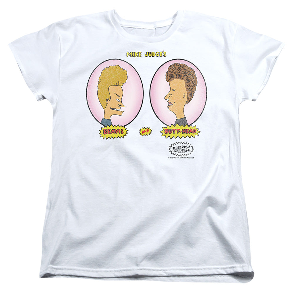 BEAVIS AND BUTTHEAD : HEADS IN OVALS WOMENS SHORT SLEEVE White 2X