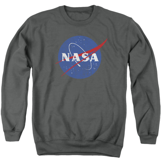 NASA : MEATBALL LOGO DISTRESSED ADULT CREW SWEAT Charcoal 2X