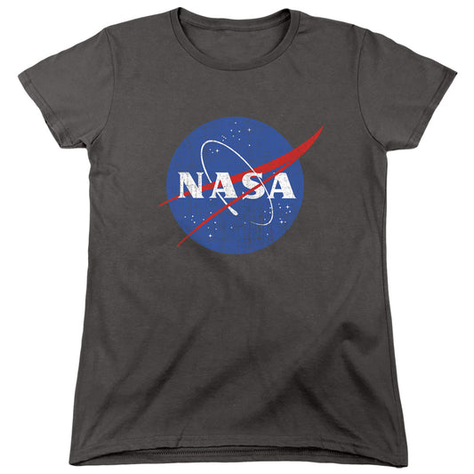 NASA : MEATBALL LOGO DISTRESSED WOMENS SHORT SLEEVE Charcoal 2X