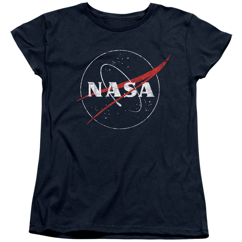 NASA : DISTRESSED LOGO WOMENS SHORT SLEEVE Navy 2X