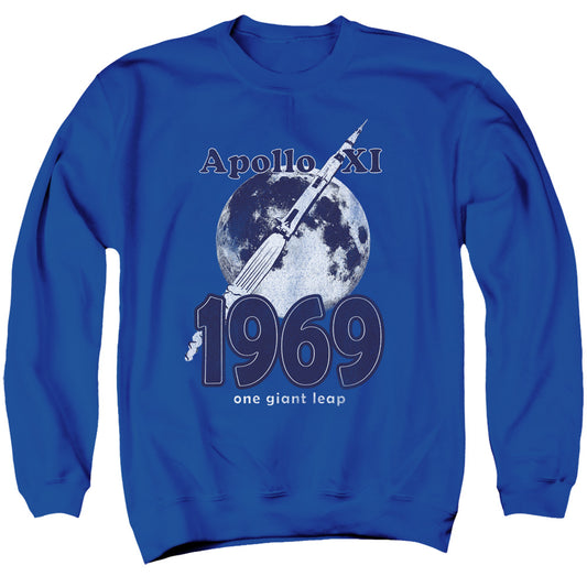 NASA : ONE GIANT LEAP ADULT CREW SWEAT Royal Blue 2X