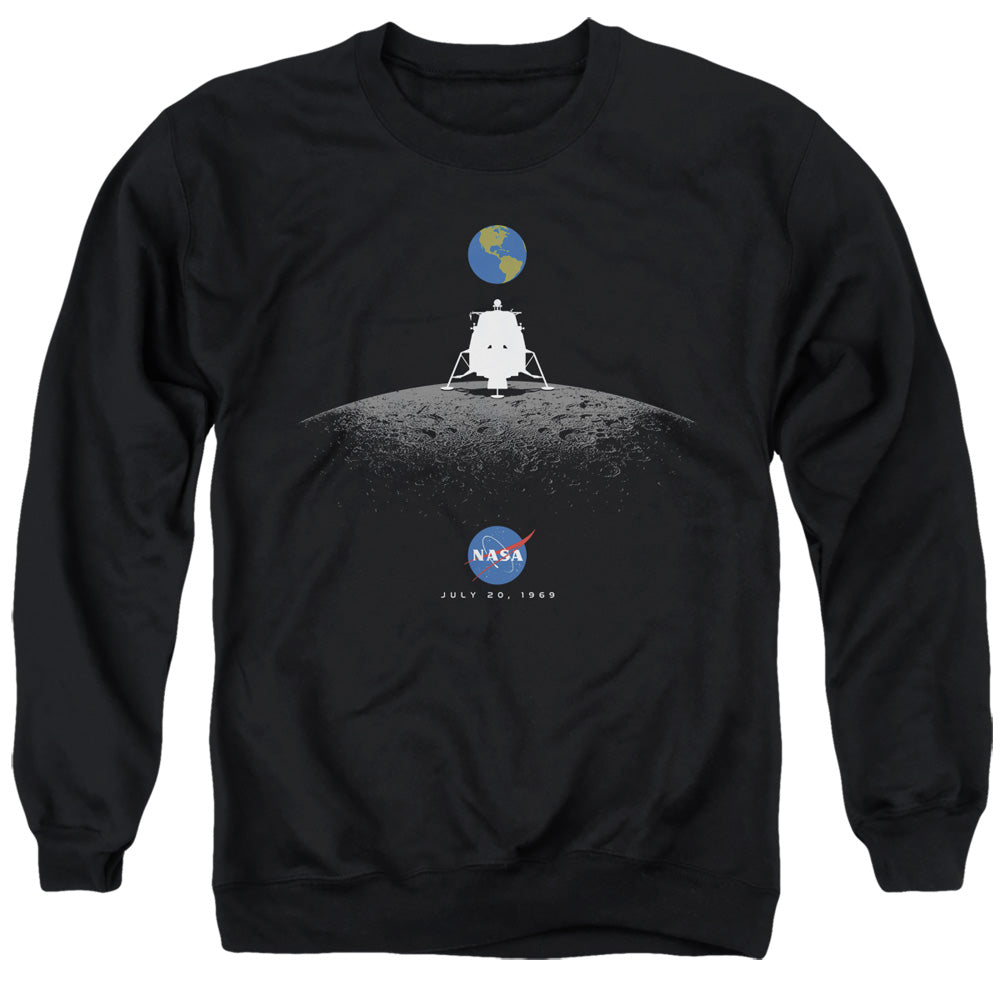 NASA : MOON LANDING SIMPLE ADULT CREW SWEAT Black 2X