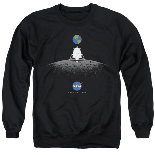 NASA : MOON LANDING SIMPLE ADULT CREW SWEAT Black XL