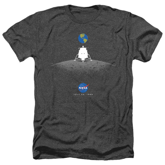 NASA : MOON LANDING SIMPLE ADULT HEATHER Black 2X