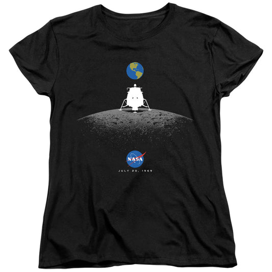 NASA : MOON LANDING SIMPLE WOMENS SHORT SLEEVE Black 2X