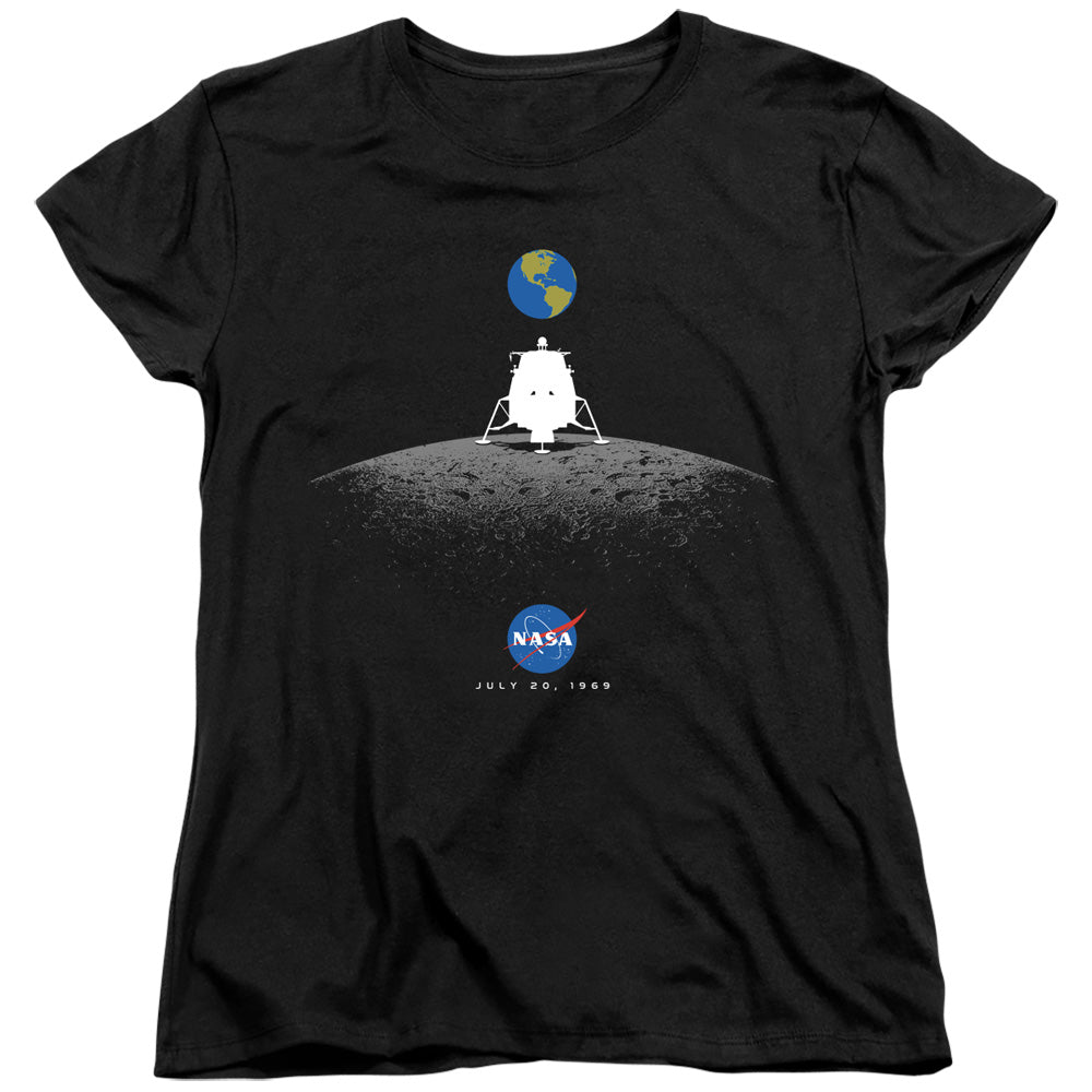 NASA : MOON LANDING SIMPLE WOMENS SHORT SLEEVE Black XL