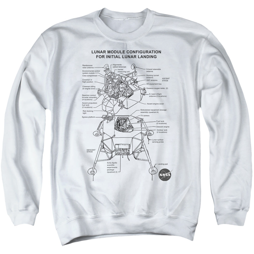 NASA : LUNAR MODULE DIAGRAM ADULT CREW SWEAT White 2X