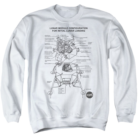 NASA : LUNAR MODULE DIAGRAM ADULT CREW SWEAT White 3X