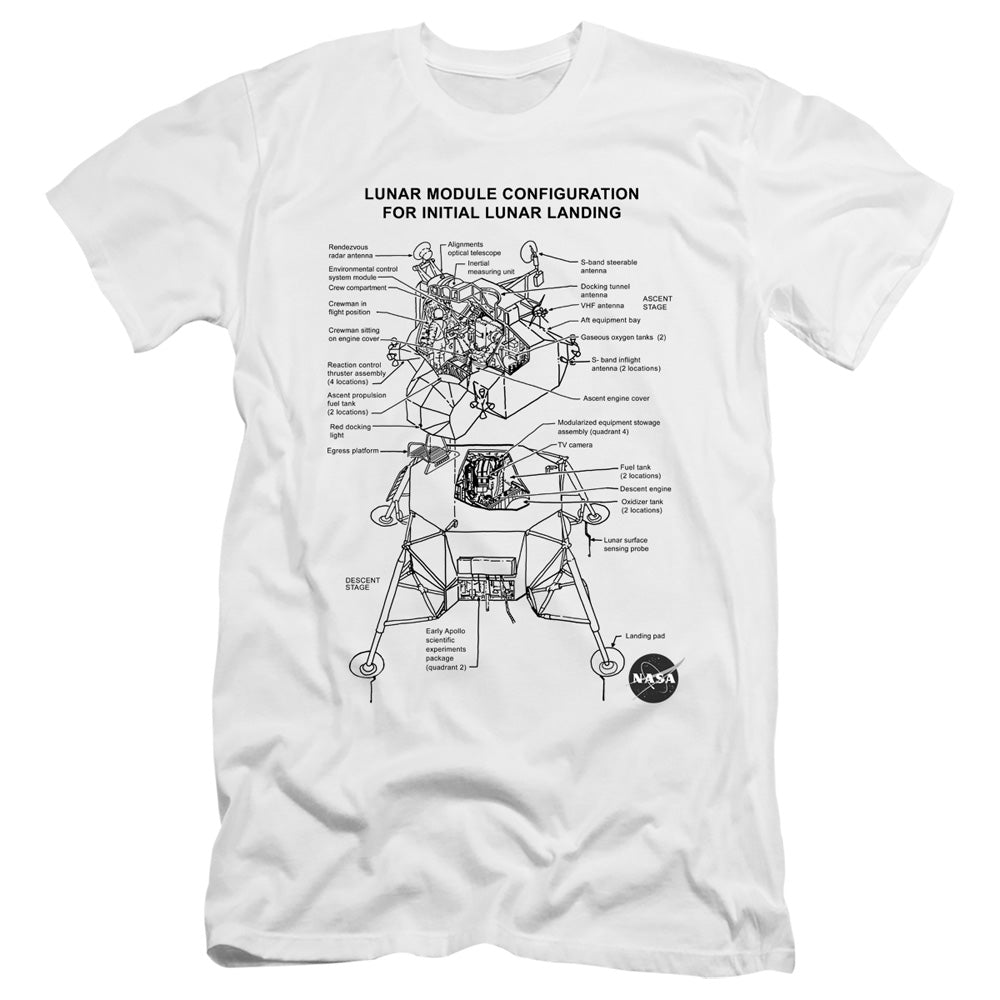 NASA : LUNAR MODULE DIAGRAM  PREMIUM CANVAS ADULT SLIM FIT 30\1 White 2X