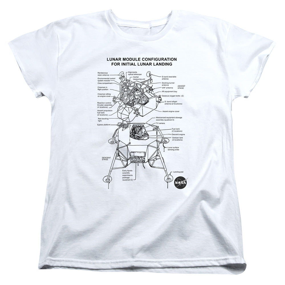 NASA : LUNAR MODULE DIAGRAM WOMENS SHORT SLEEVE White SM