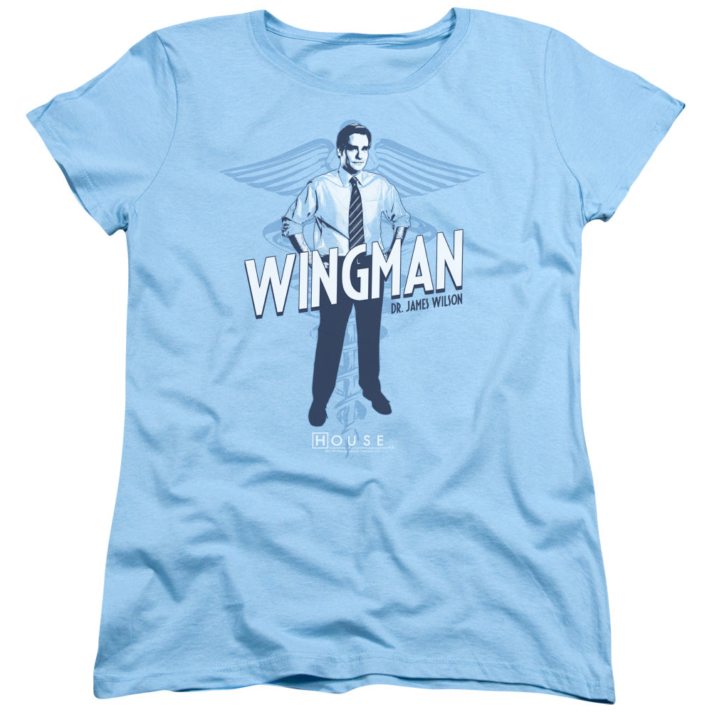 HOUSE : WINGMAN S\S WOMENS TEE LIGHT BLUE SM