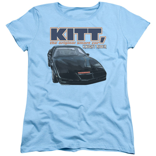 KNIGHT RIDER : ORIGINAL SMART CAR S\S WOMENS TEE LIGHT BLUE LG