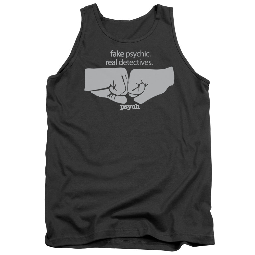 PSYCH : FIST BUMP ADULT TANK CHARCOAL 2X