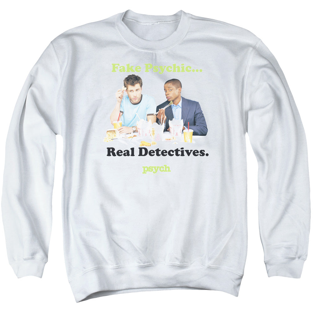 PSYCH : TAKE OUT ADULT CREW NECK SWEATSHIRT WHITE 2X