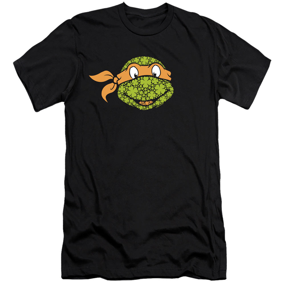 TEENAGE MUTANT NINJA TURTLES : ST. PATRICK'S DAY CLOVER MICHELANGELO  PREMIUM CANVAS ADULT SLIM FIT 30\1 Black 2X