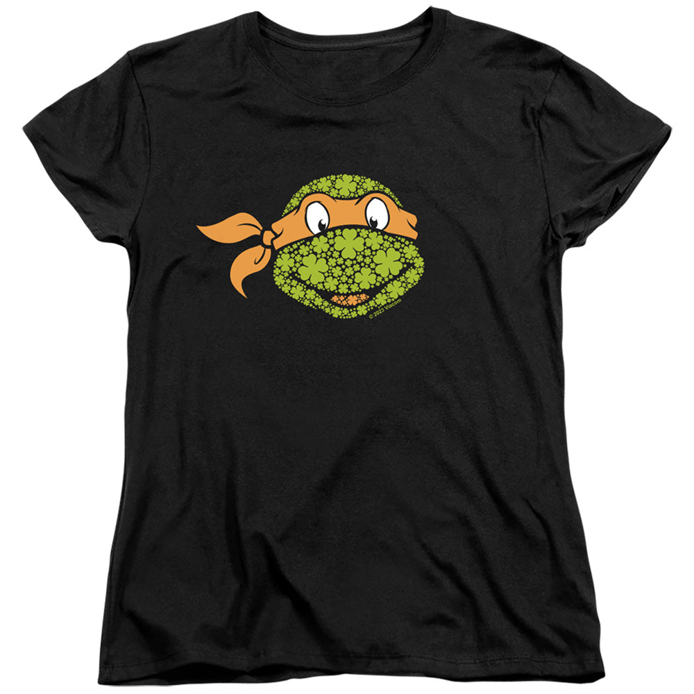 TEENAGE MUTANT NINJA TURTLES : ST. PATRICK'S DAY CLOVER MICHELANGELO WOMENS SHORT SLEEVE Black 2X