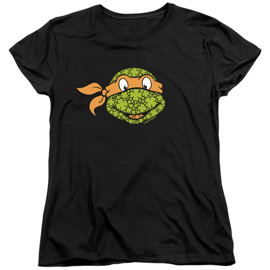 TEENAGE MUTANT NINJA TURTLES : ST. PATRICK'S DAY CLOVER MICHELANGELO WOMENS SHORT SLEEVE Black LG