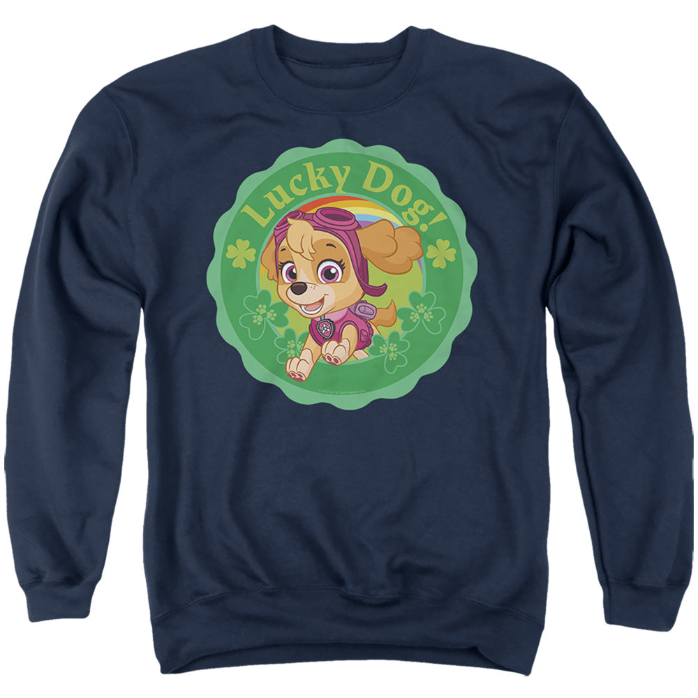 PAW PATROL : ST. PATRICK'S DAY LUCKY DOG ADULT CREW SWEAT Navy MD