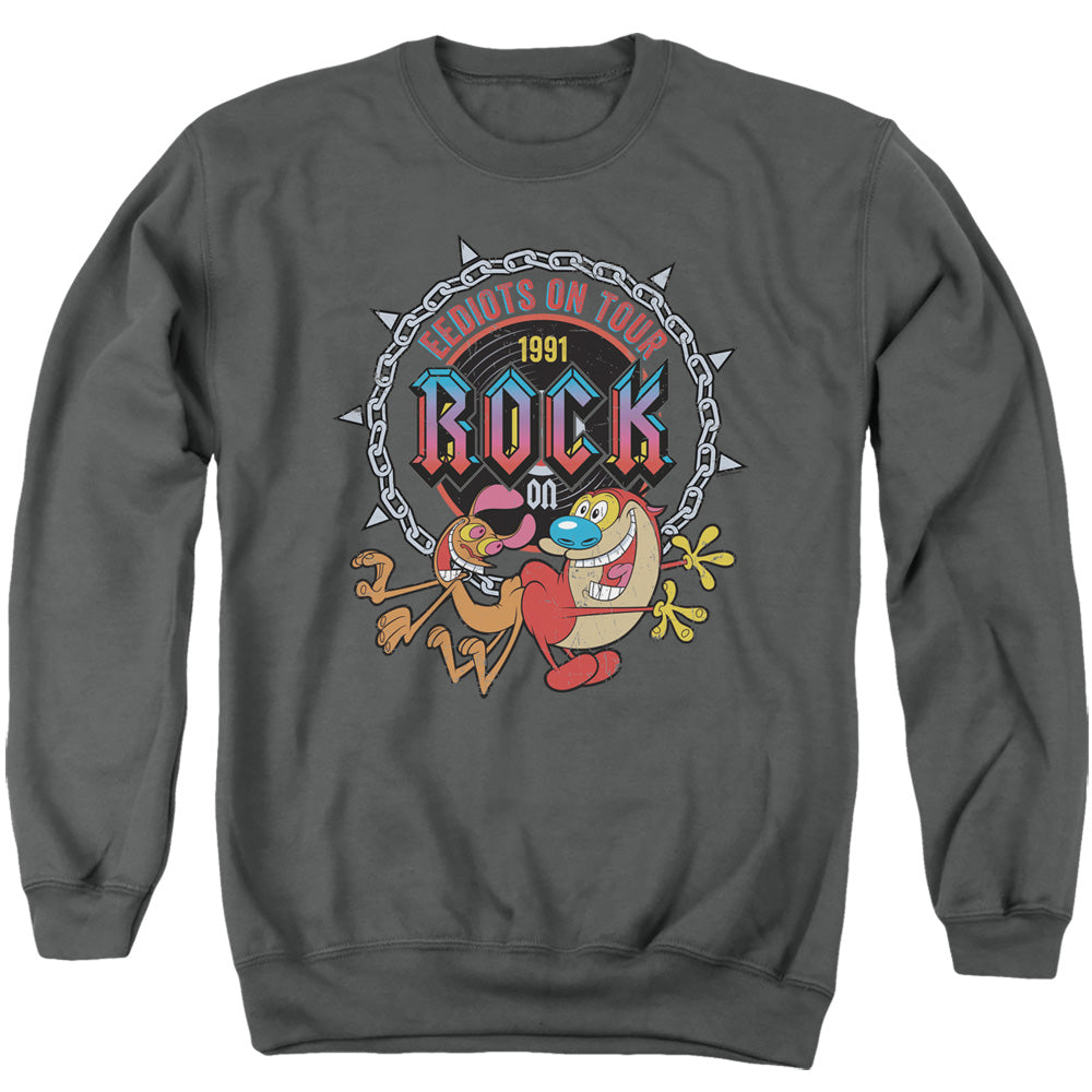 REN AND STIMPY : EEDIOTS ON TOUR ADULT CREW SWEAT Charcoal 2X