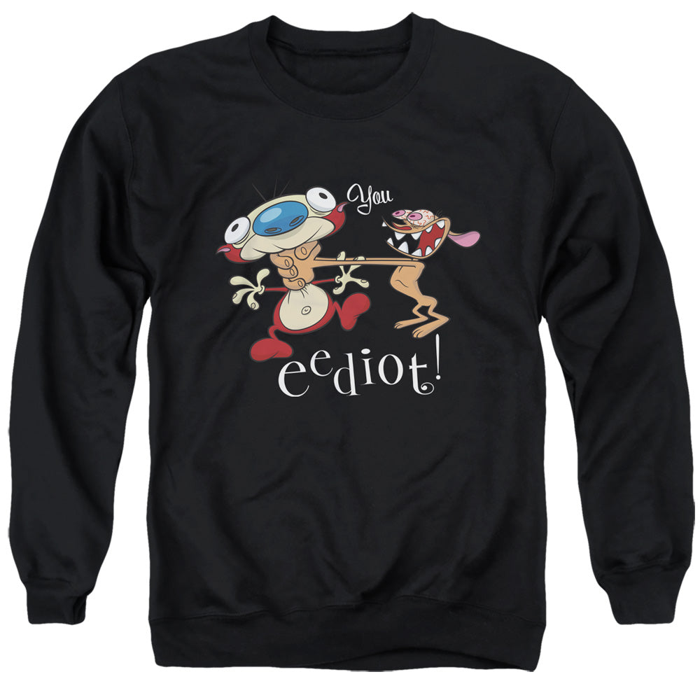 REN AND STIMPY : YOU EEDIOT ADULT CREW SWEAT Black 2X