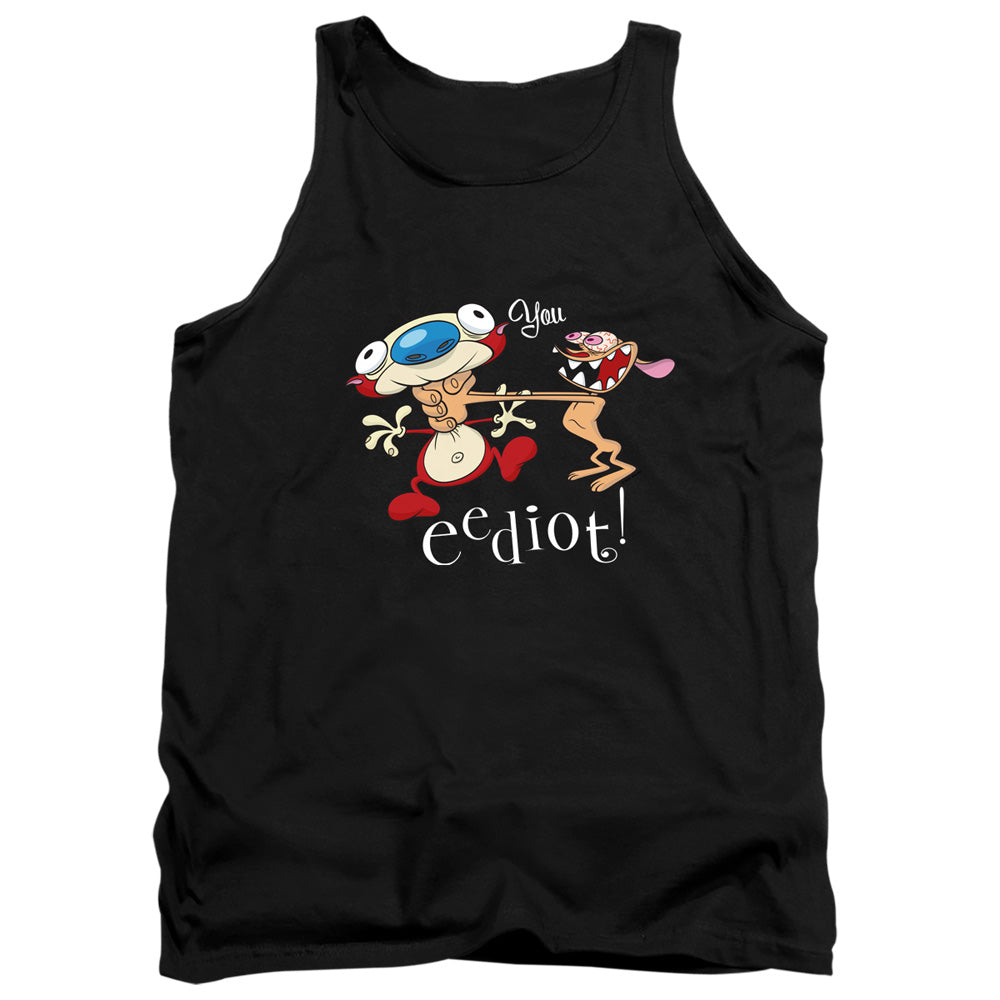 REN AND STIMPY : YOU EEDIOT ADULT TANK Black 2X