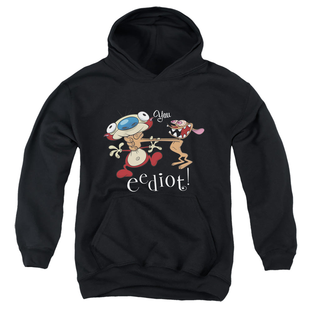 REN AND STIMPY : YOU EEDIOT YOUTH PULL OVER HOODIE Black SM