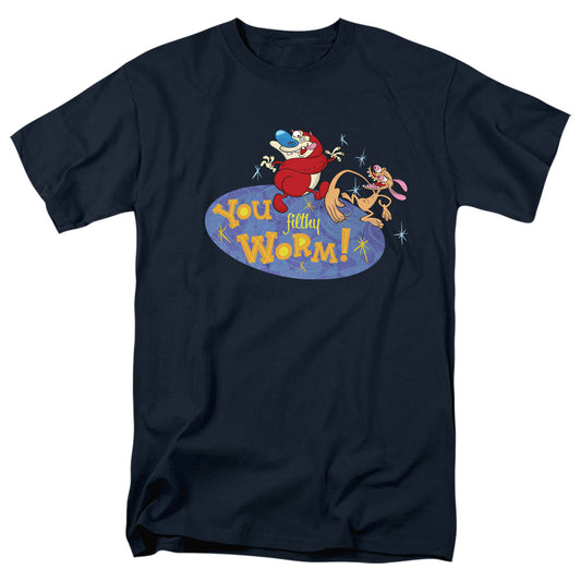 REN AND STIMPY : YOU FILTHY WORM! S\S ADULT 18\1 Navy 2X